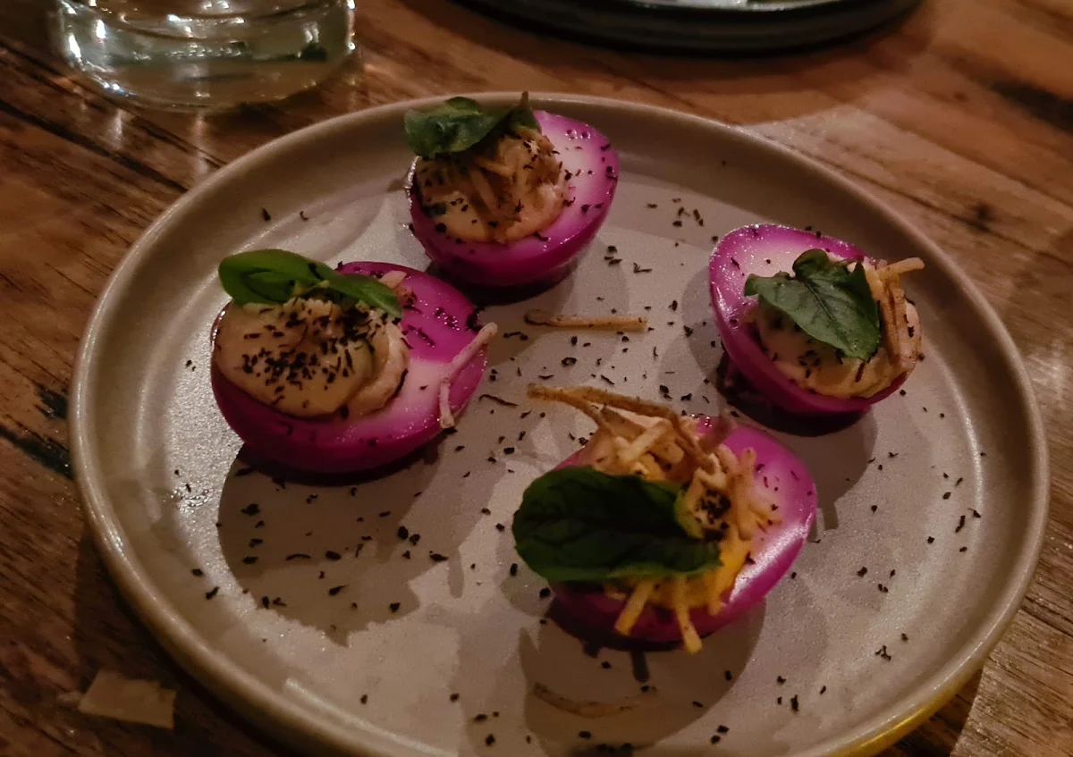 Beetroot Deviled Eggs
