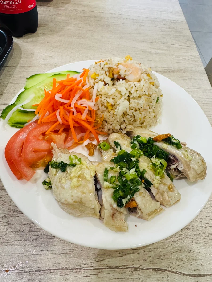 Hainanese Chicken on Chicken Rice