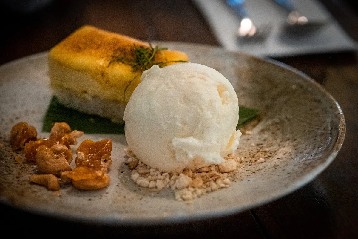 Crème Brûlée with Coconut Ice Cream
