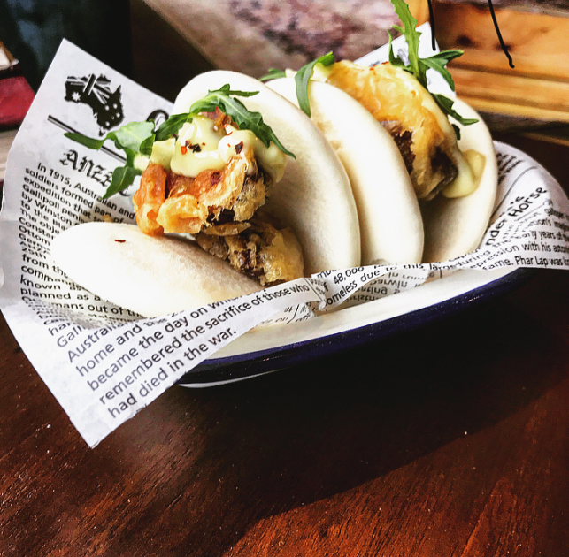 Braised Short Rib Bao Bun with Fresh Chilli Shallot Coriander Peanut Dust