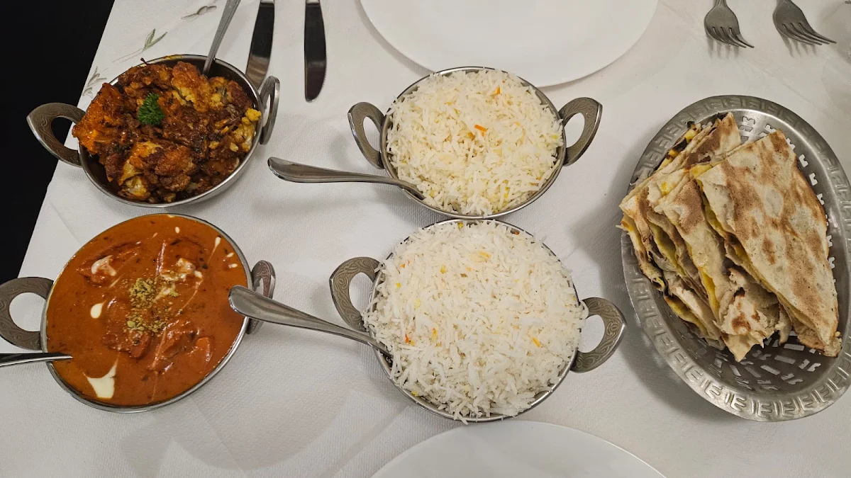 Butter Chicken Aloo Gobi and Saffron Rice