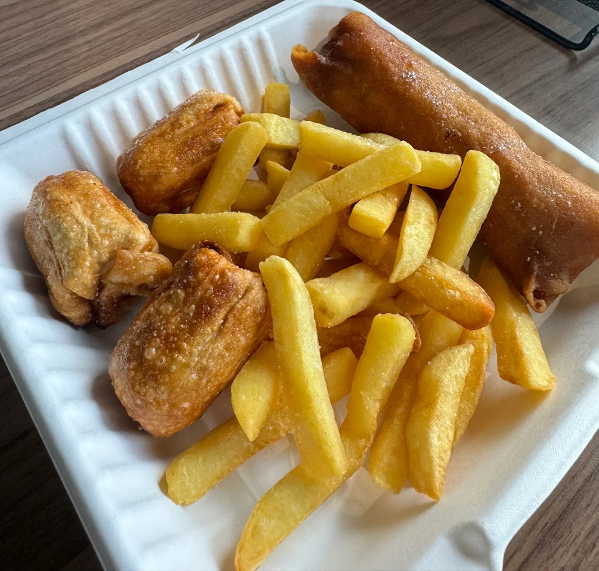 Spring Rolls, Grey Shark Fish & Chips