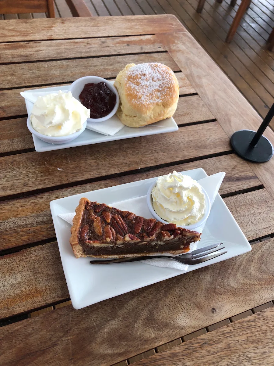 Pecan Pie and Scone with Jam and Cream