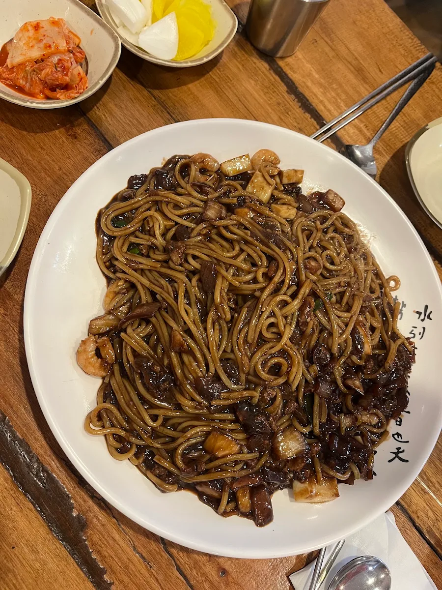 Special Black Bean Noodles Mixed Seafood