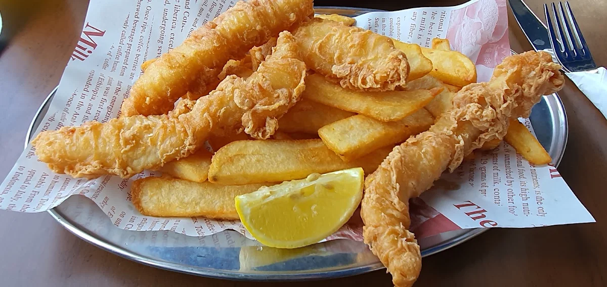 Battered Flathead with Chips, Fish on Fire