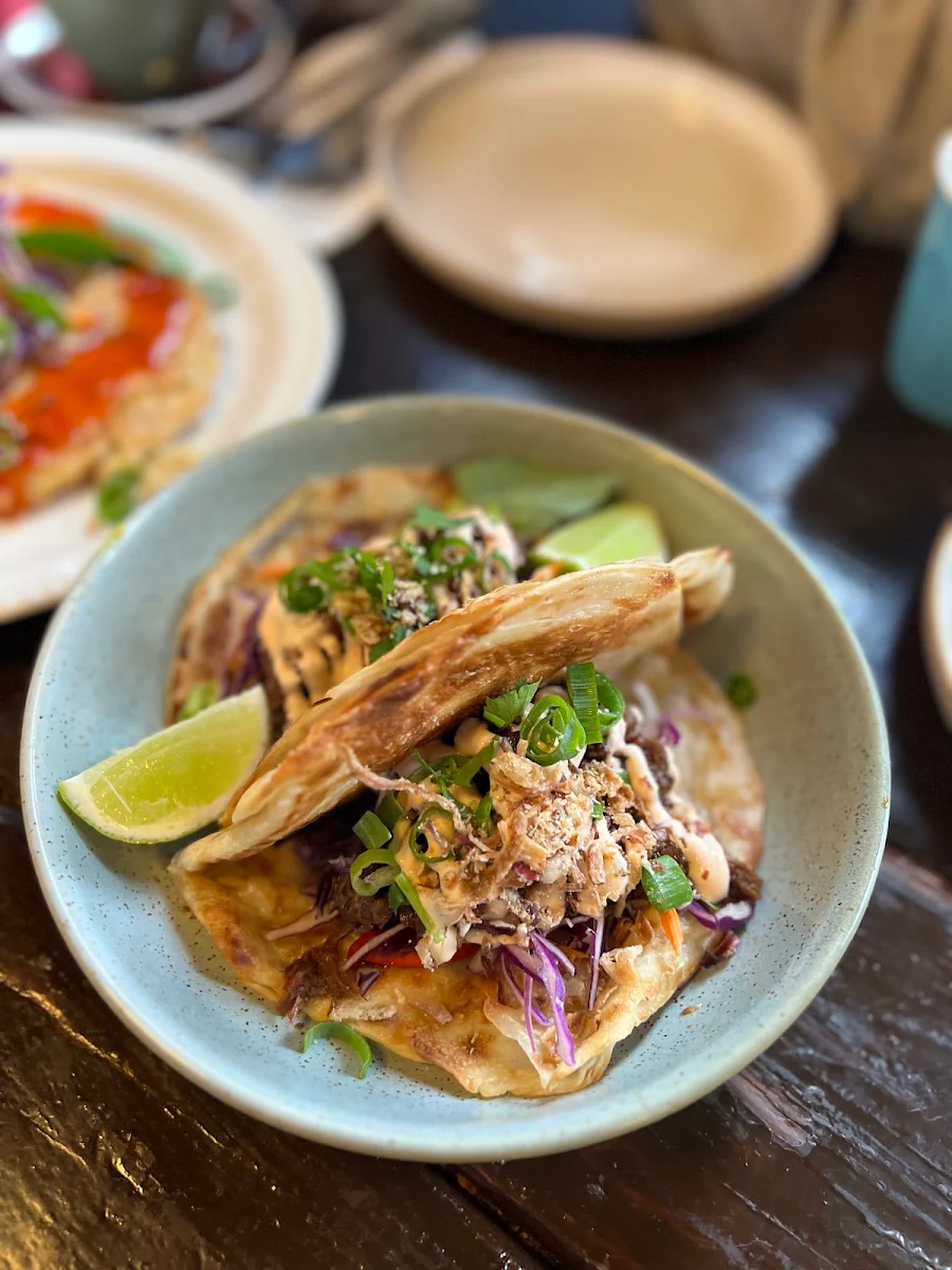 Pulled Beef Roti Taco