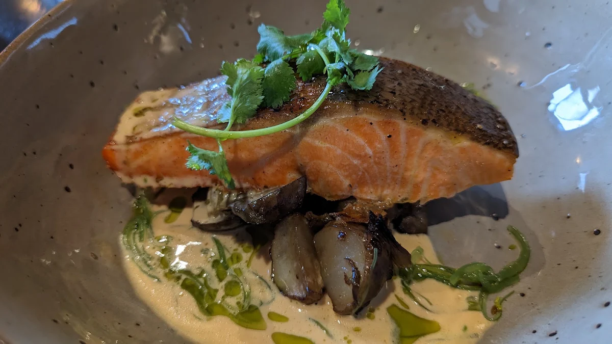Grilled Ocean Trout Lobster Bisque Baked Celery Salad Wakame