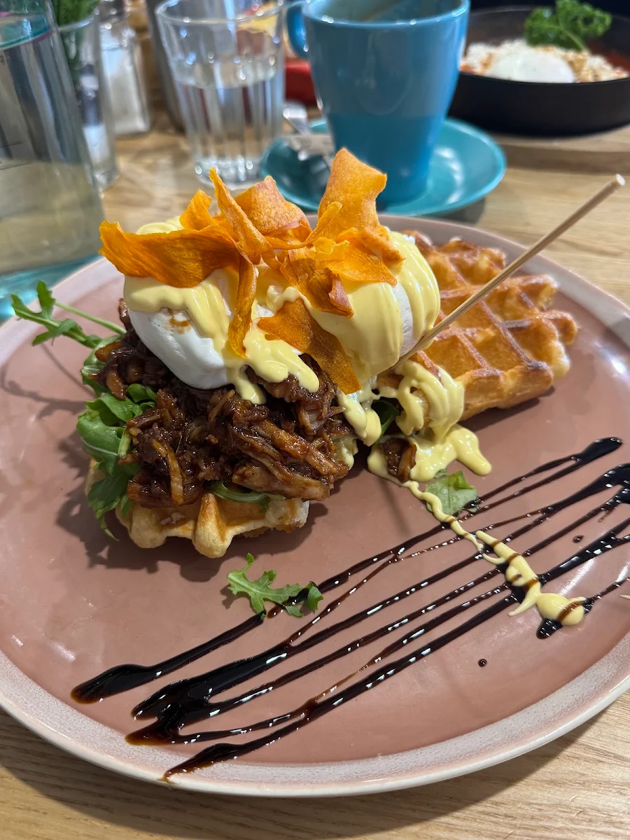 Pulled Pork Waffles, MoMa Social Cafe