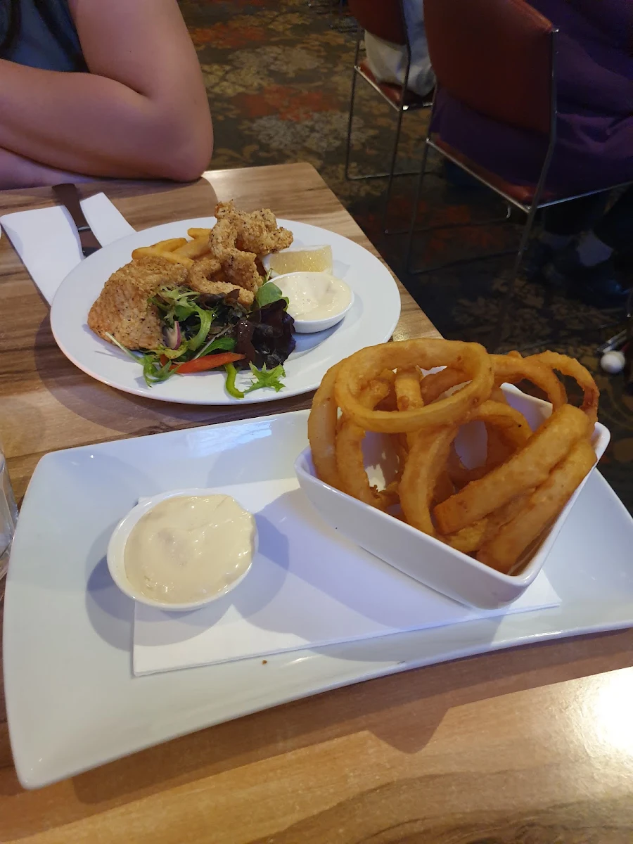 Salt and Pepper Squid and Onion Rings with Garlic Aioli Sauce