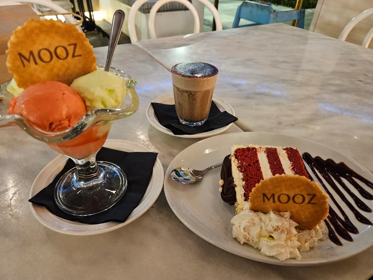 Sorbet and Red Velvet Cake