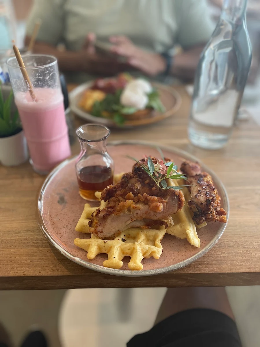 Pastrami Bene Served on Hash Waffle