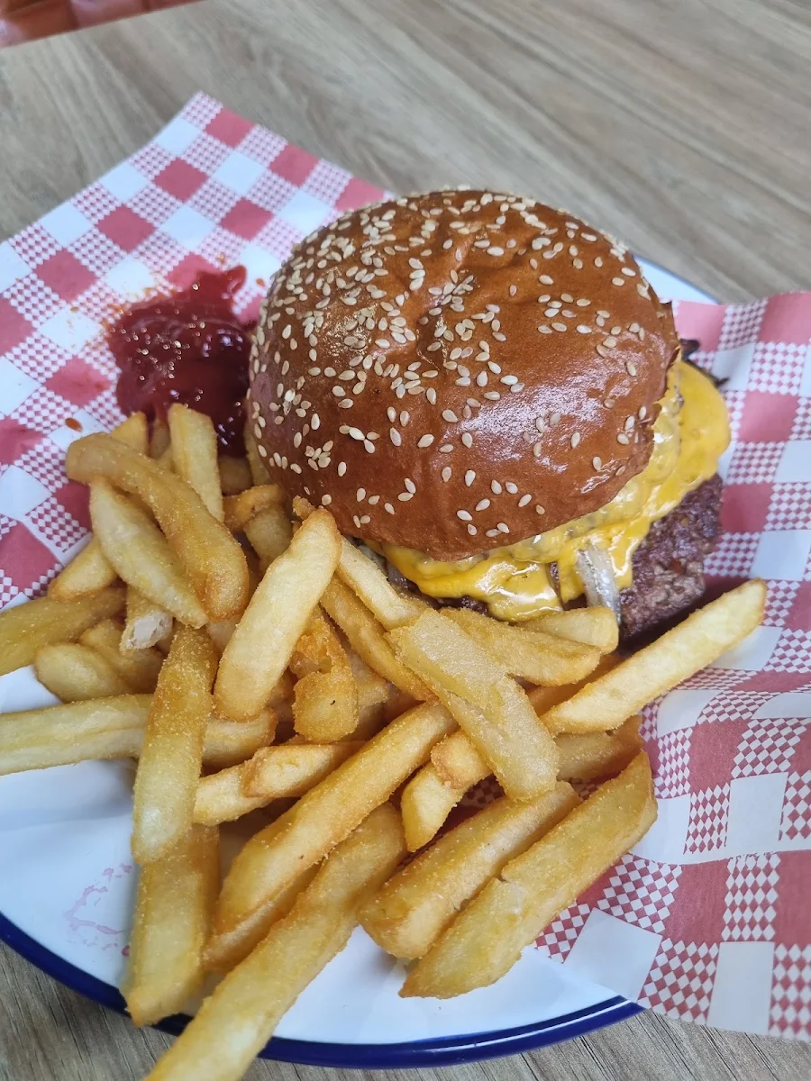 Double Smash Burger and Fries