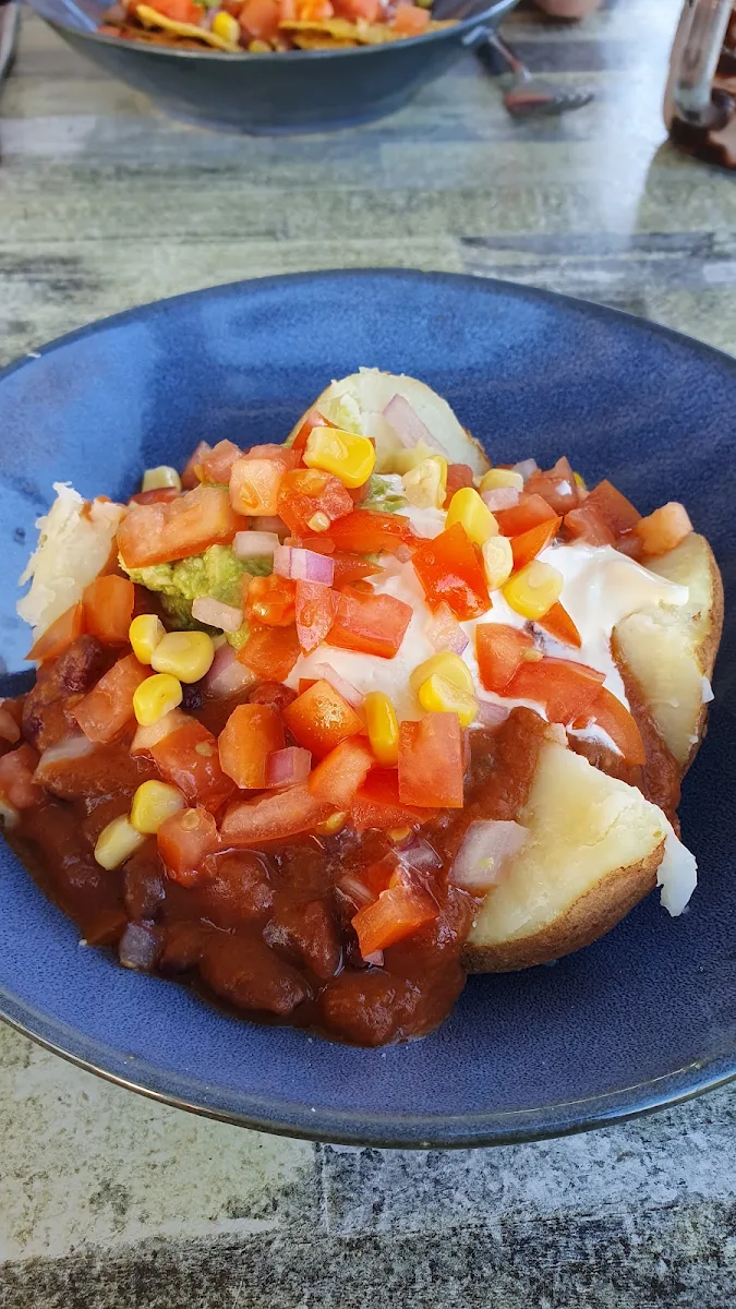 Baked Potato with Beans and Sall
