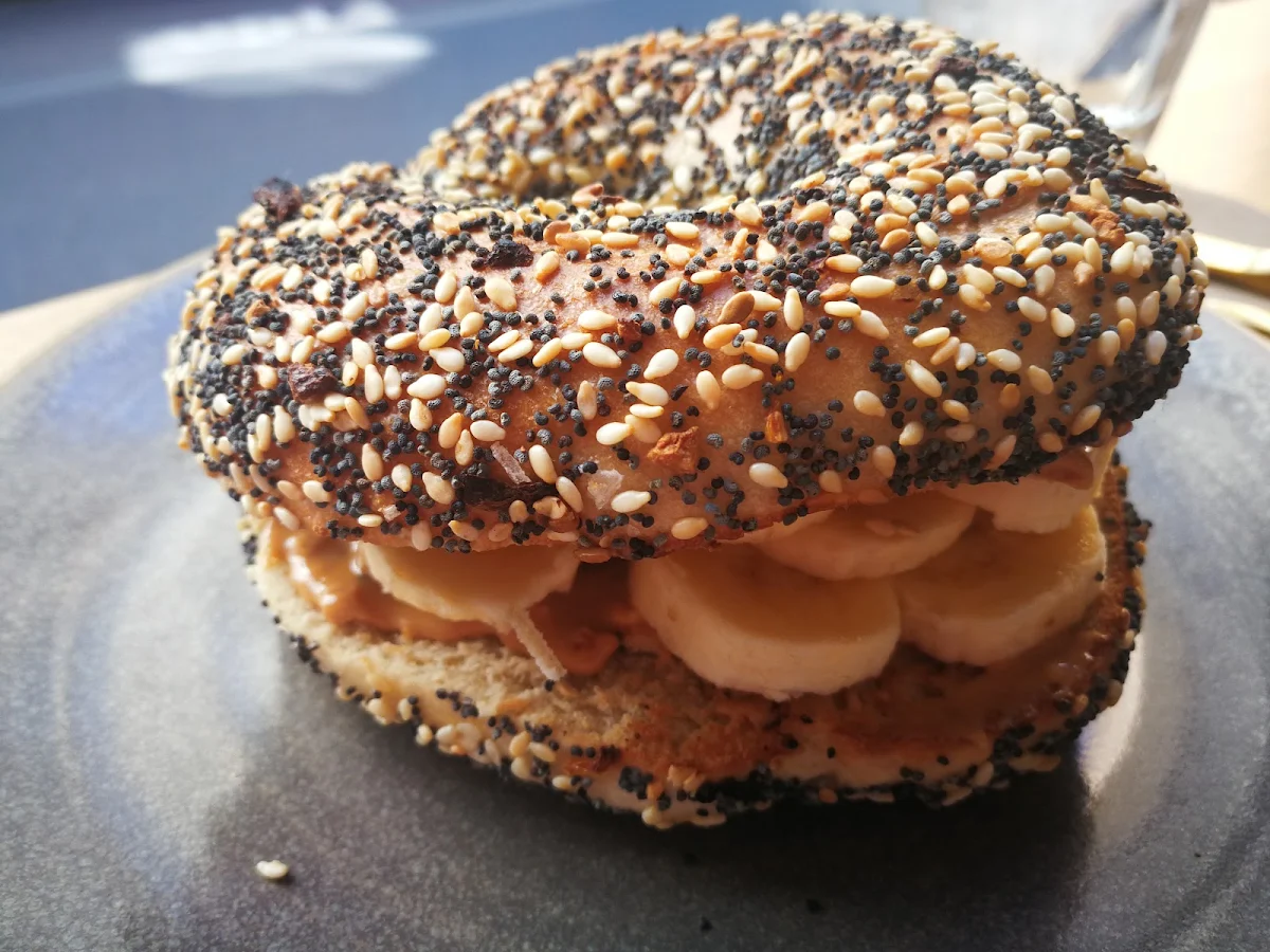 Peanut Butter Honey Banana Bagel