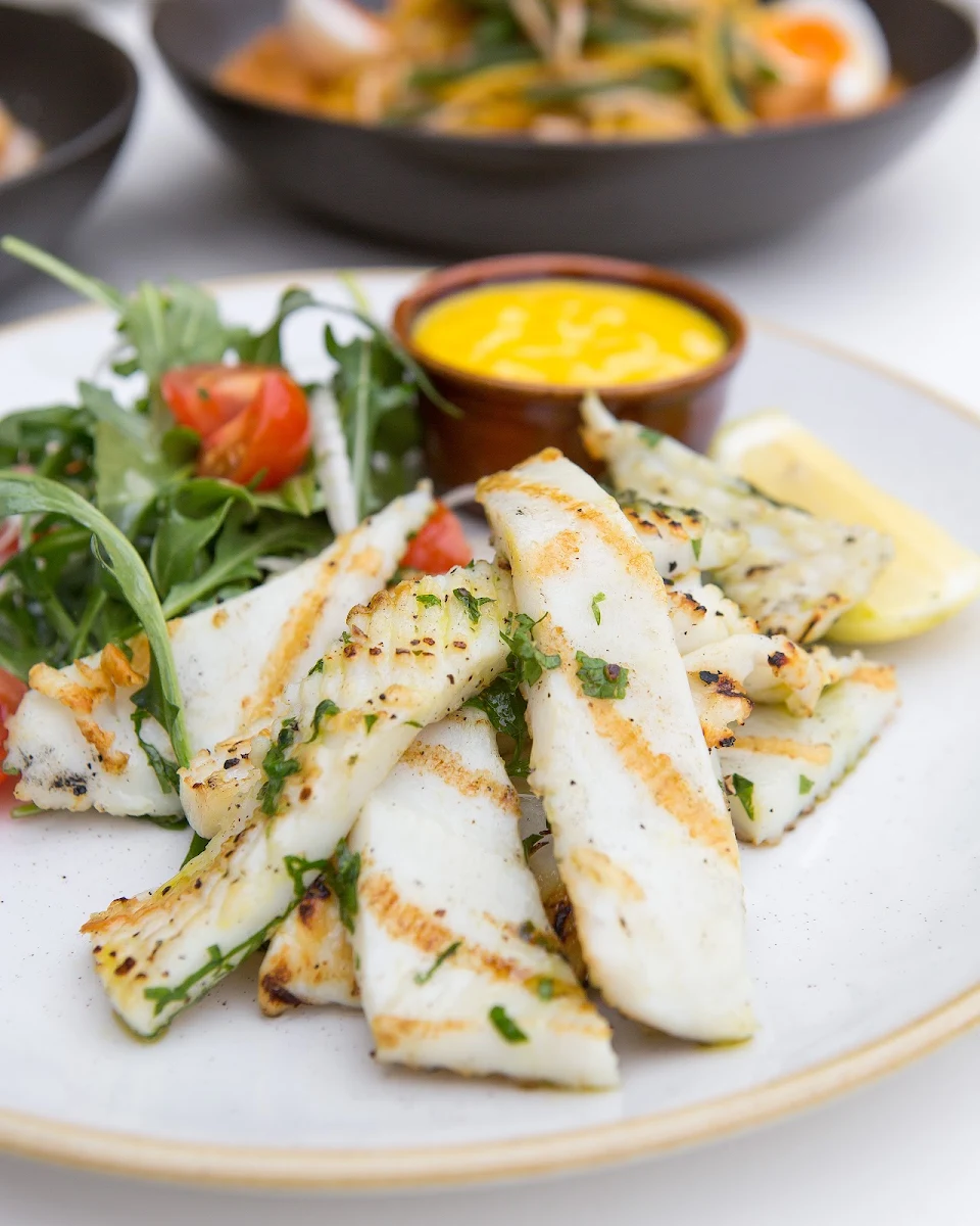 Beer Battered Barramundi Fries Garden Salad Tartare Sauce DF