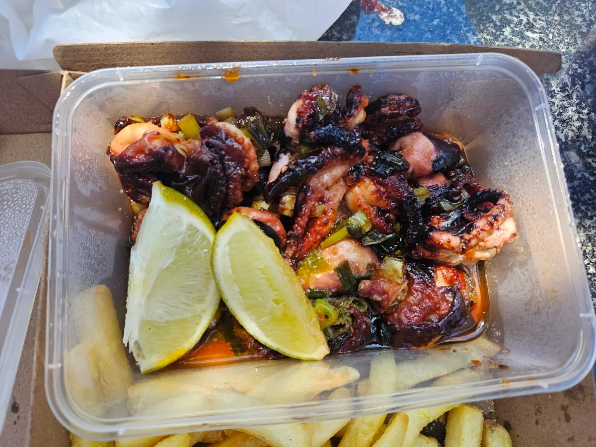Grilled Sweet Chili Octopus with Chips