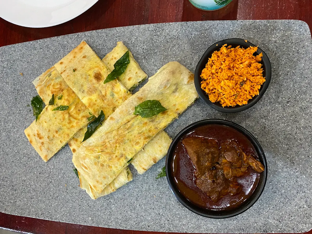 Egg Kothu Paratha with Chicken, Lankan Railway Cafe