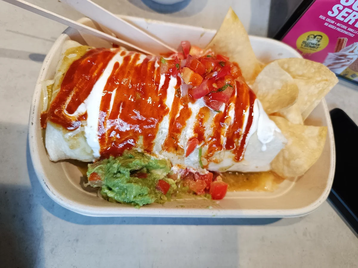 Mild Chicken Cali Burrito with Chips and Corn Chips