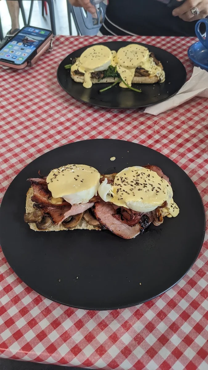 Eggs Benedict with Bacon Mushrooms