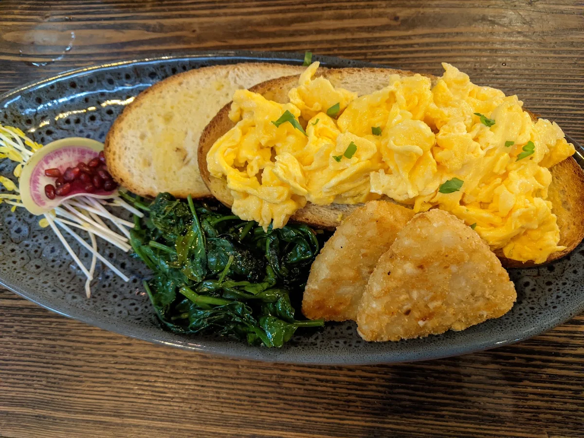 Scrambled Eggs on Sourdough Toast