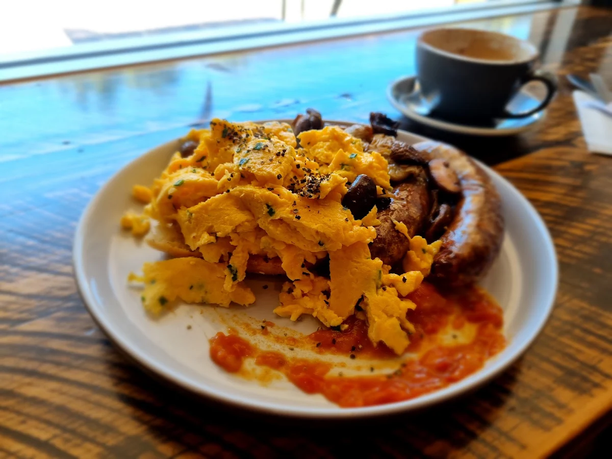 Scrambled Eggs Mushroom and Pork Sausage
