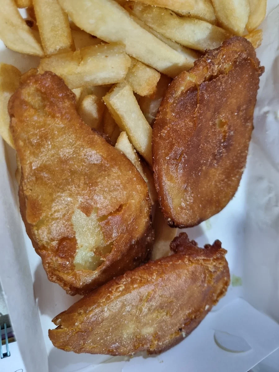 Potato Scallops, Grey Dolphins Takeaway