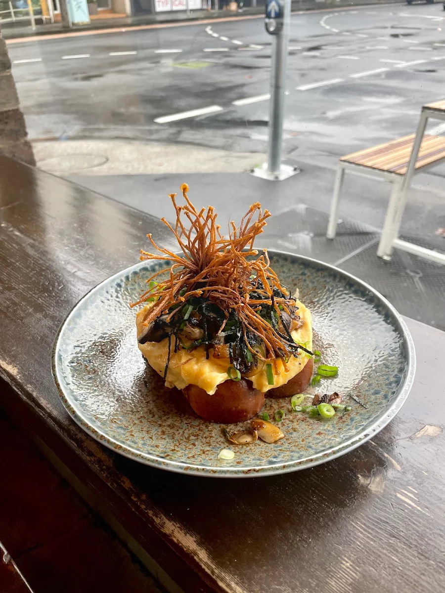 Umami Shio Koji Wild Mushrooms with Scrambled Eggs on Toast