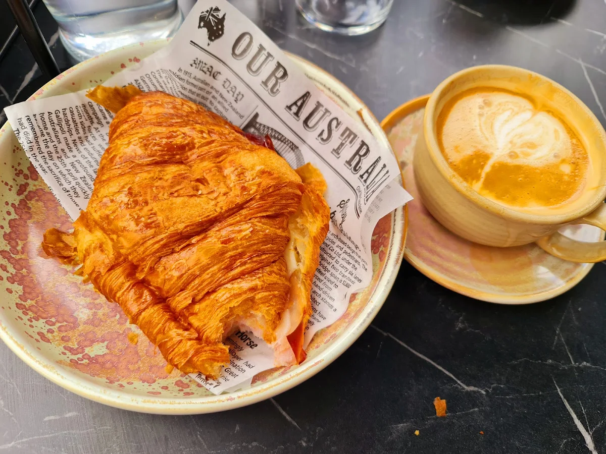 Cheese Croissant and Flat White