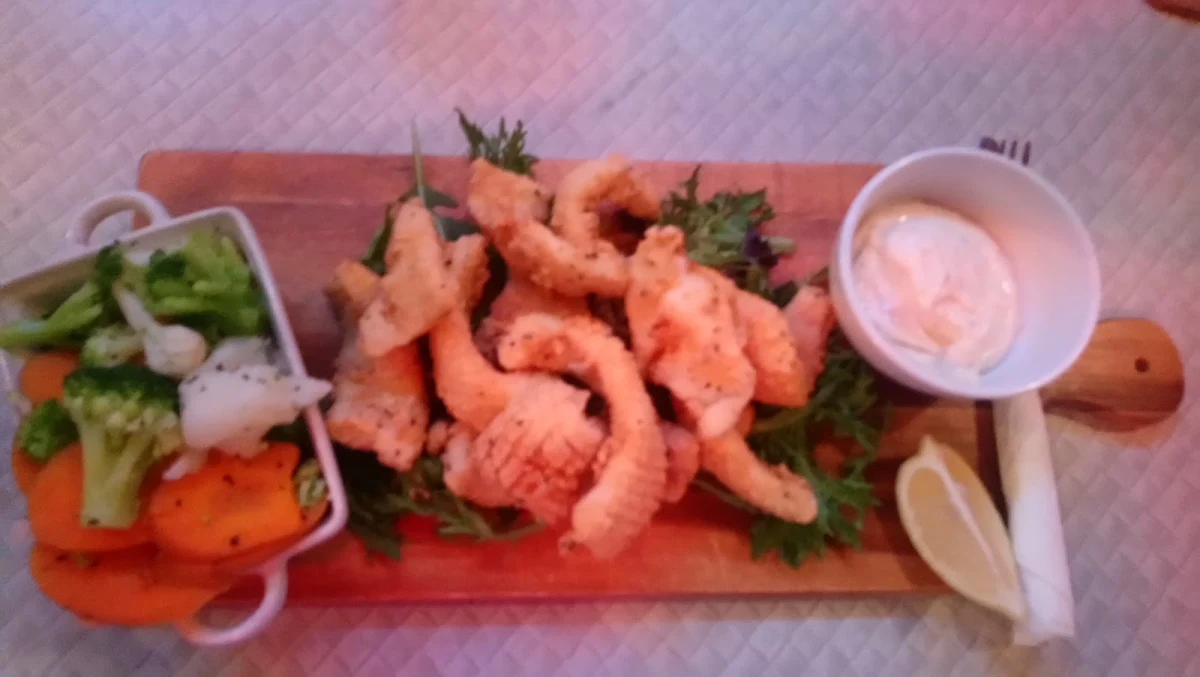 Calamari and Steamed Vegetables