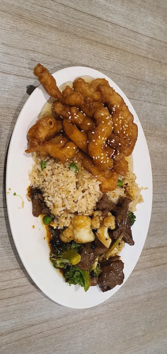 Black Bean with Honey Chicken and Fried Rice