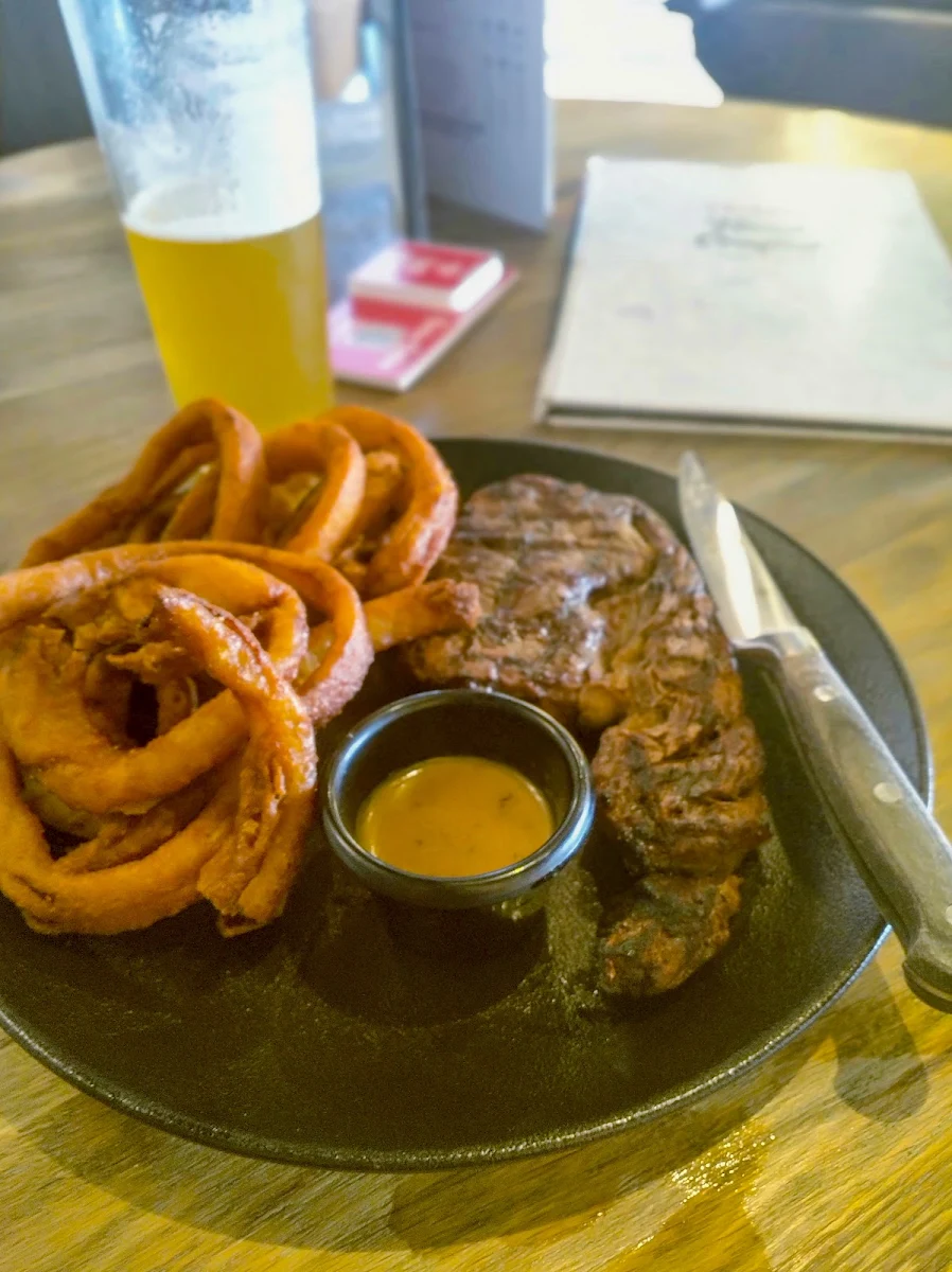 Scotch Fillet Steak with Onion Rings