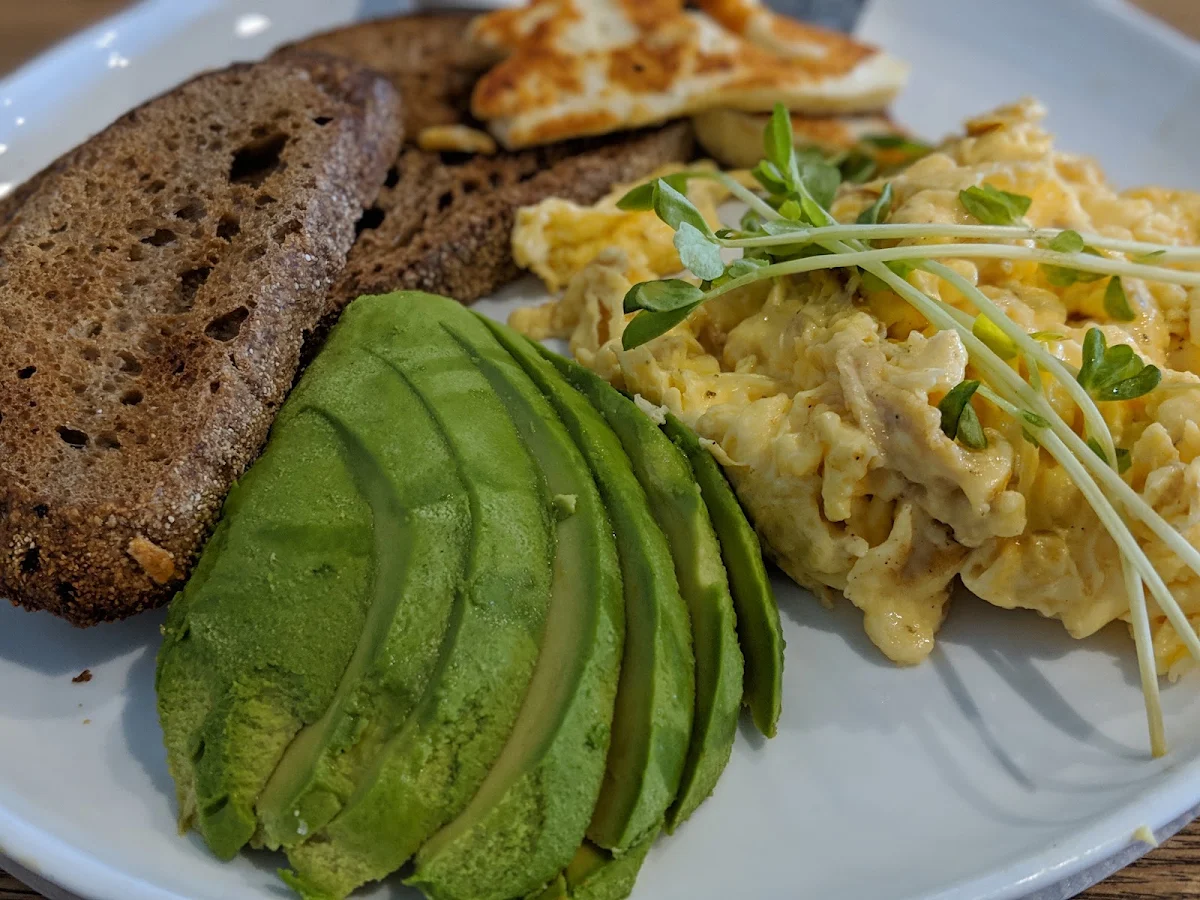 Eggs on Toast with Halloumi and Avocado