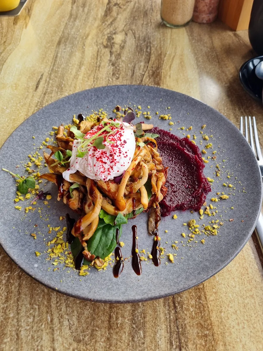Magic Mushroom on Potato Rosti with Beetroot Relish and Its Great