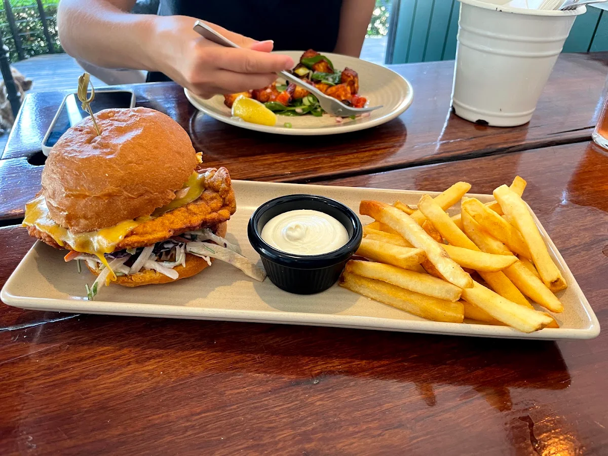 Chicken Burger and Chips, Oxford Tap House