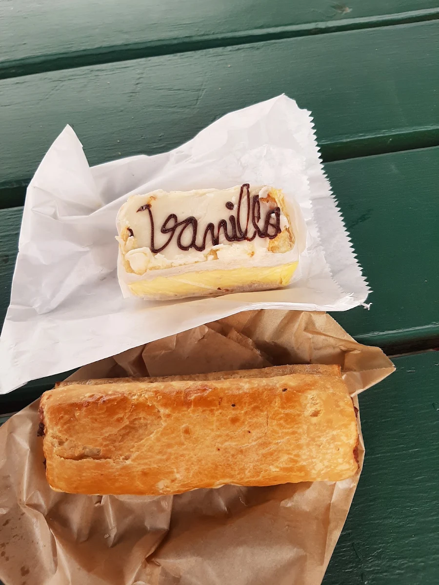 Vanilla Slice and Sausage Roll Both Delicous
