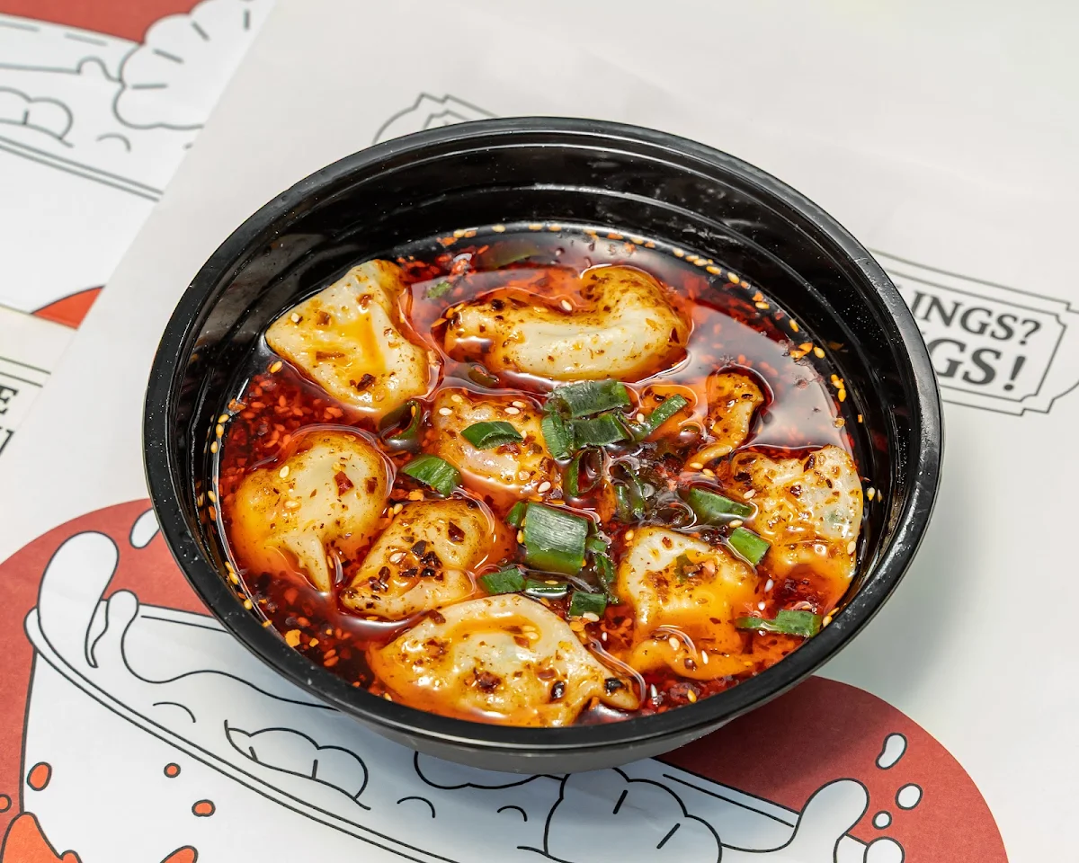 Spicy Chicken Corn Dumplings in Chilli Oil