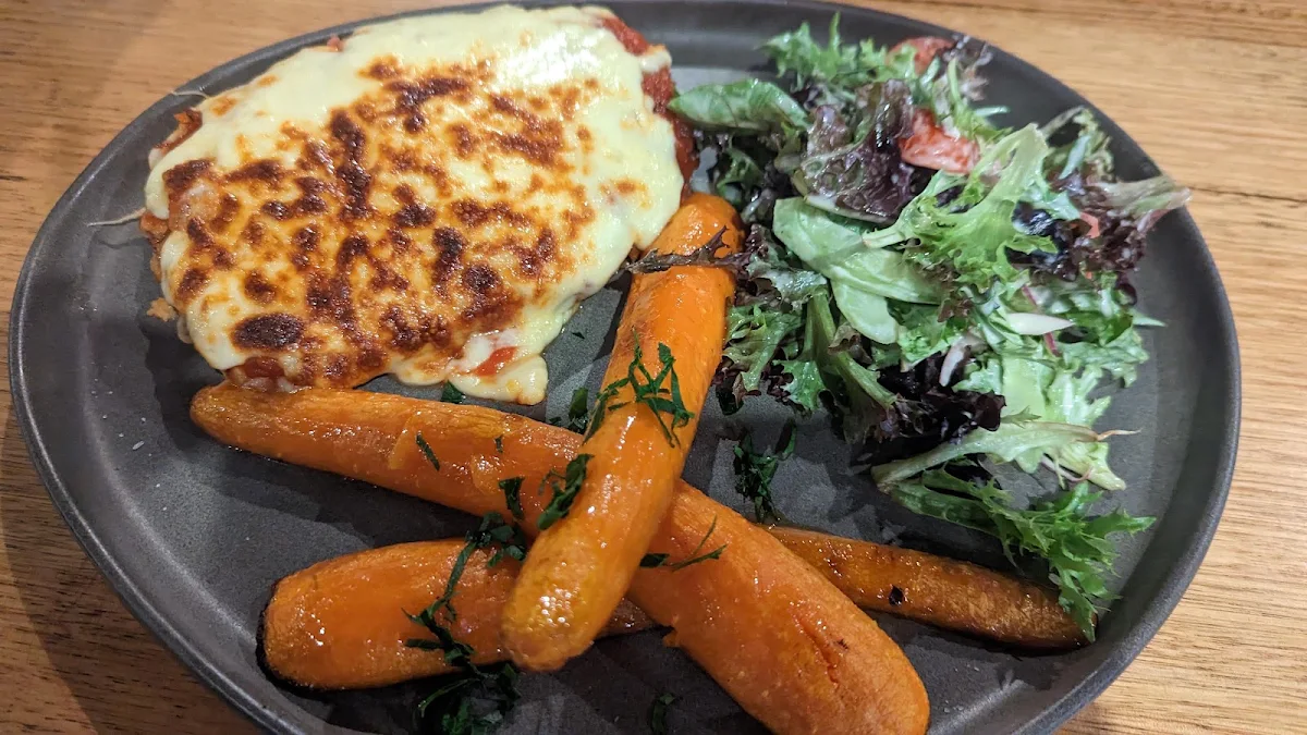 Chicken Parma with Garden Salad and Glazed Carrots