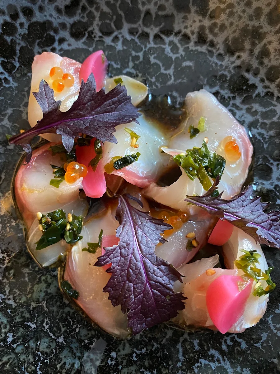 Kingfish Sashimi Wasabi Cream Plum & Tamari