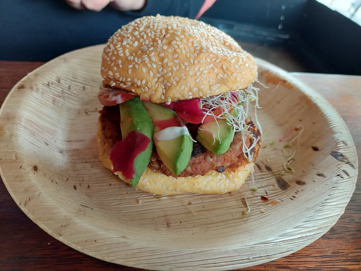Chicken Avocado Burger, Paper Moon Coffee House and Functions