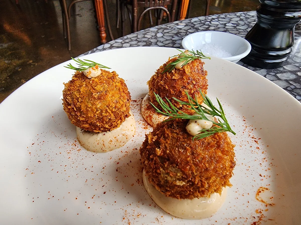 Fried Potato & Sweet Corn Croquetas Almond Romesco