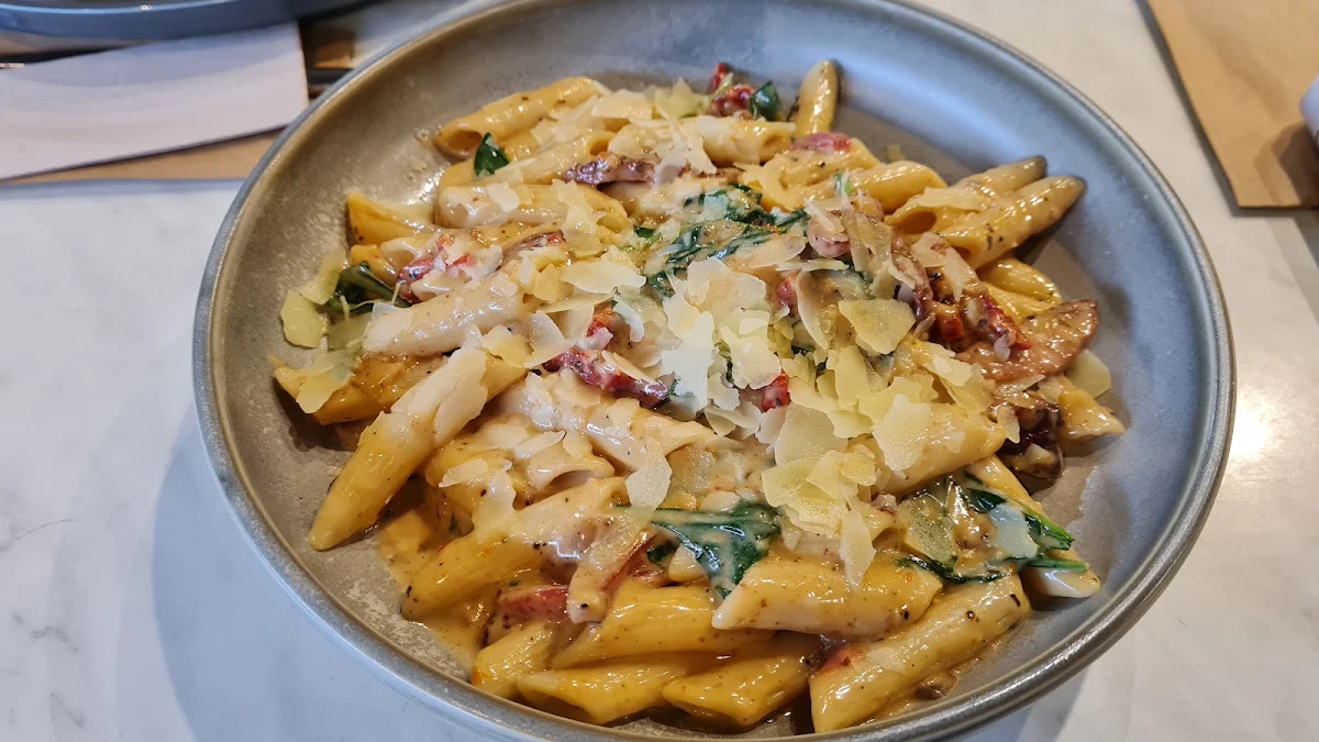 Penne Pasta with Chorizo Dried Tomato Spinach