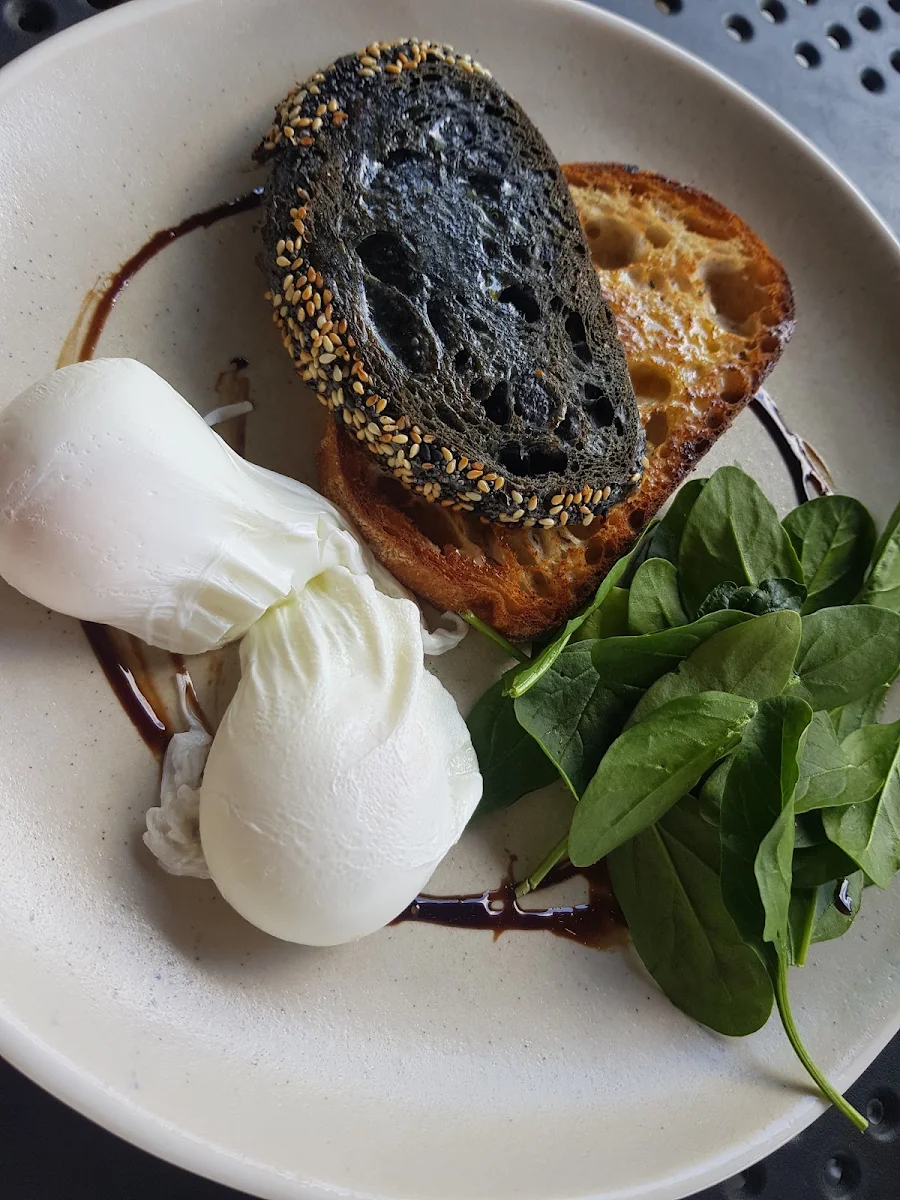 Poached Eggs, Fellowship Drive Cafe - Flying West Coffee.