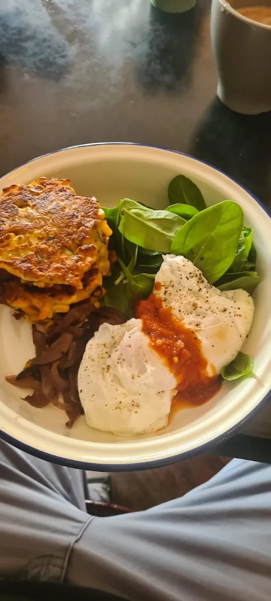 Corn & Zucchini Fritter Stack