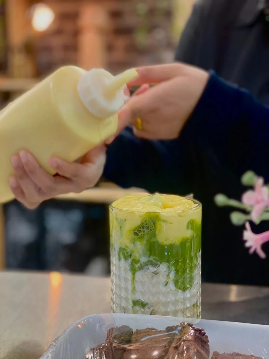 Mango & Passion Fruit Matcha Latte