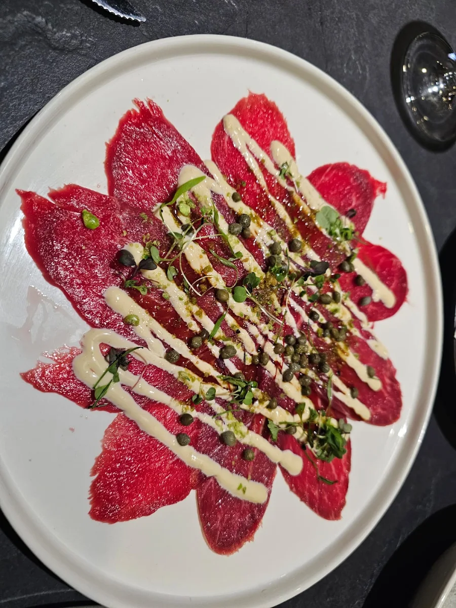 Beef Carpaccio, Birdcage Dining Room & Garden Bar