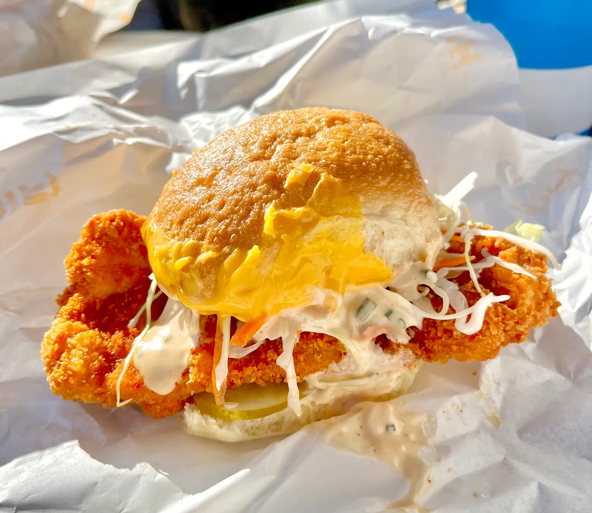 Fried Chicken and Cheese Sandwich