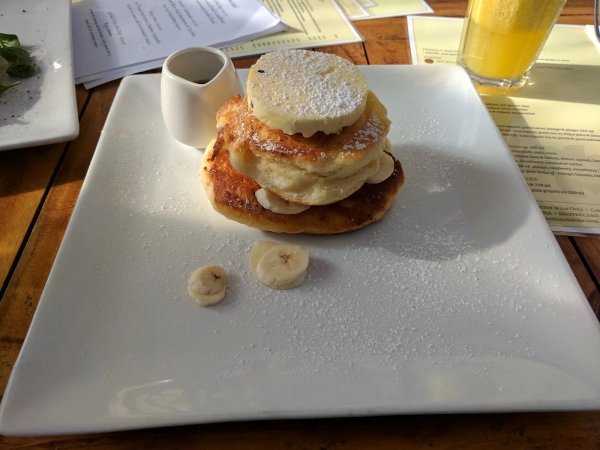 Ricotta Hotcakes with Passion Fruit Butter and Maple Syrup