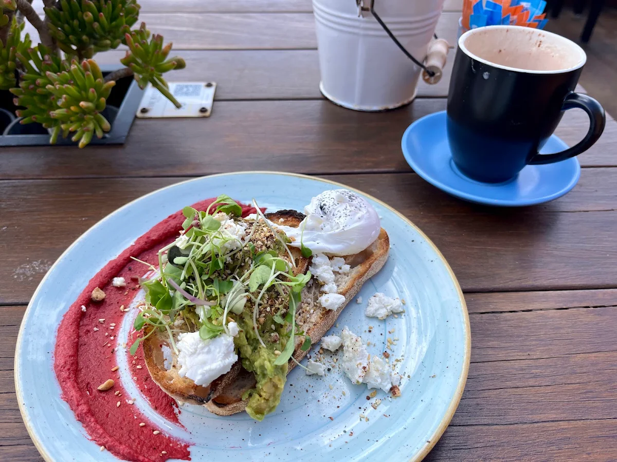 Smashed Avocado Feta and Mint on Sourdough