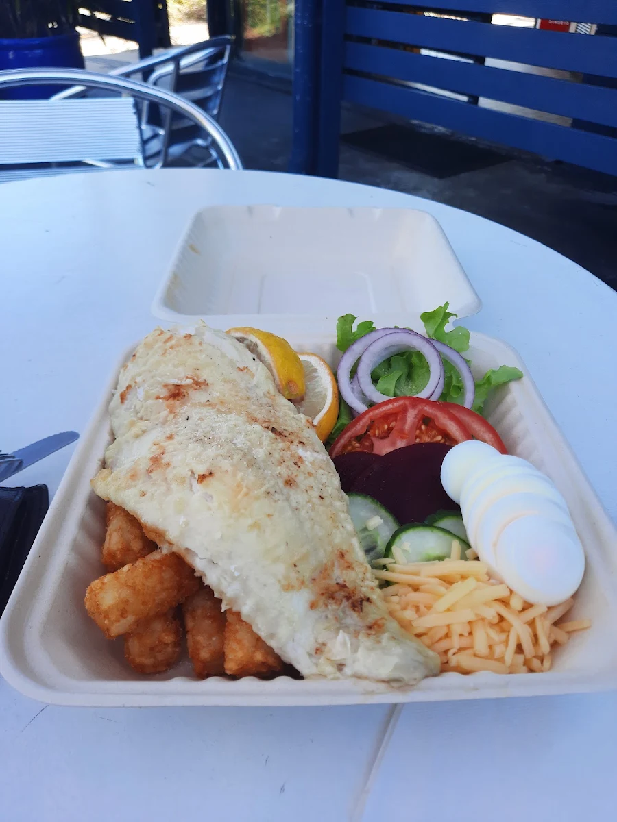 Grilled Fish Chips and Salad