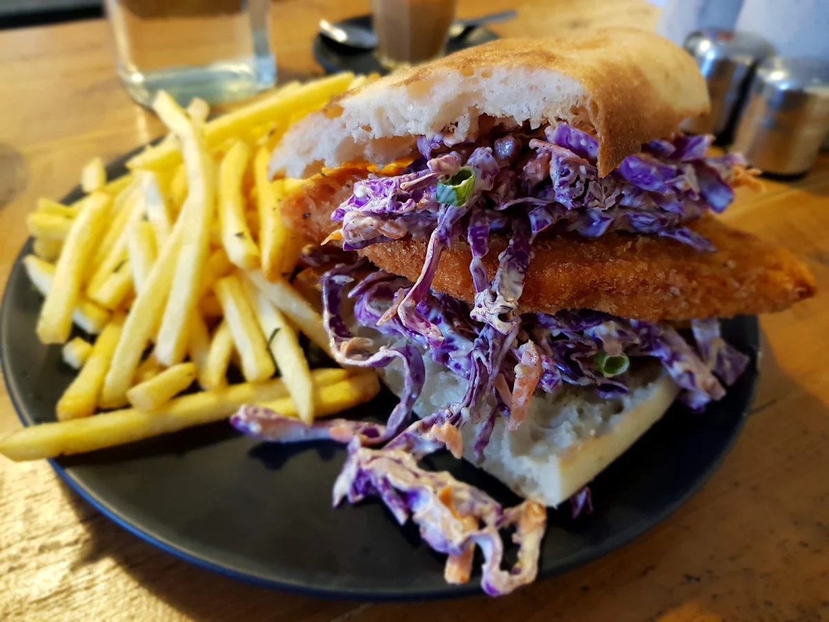 Chicken Schnitzel Burger with Chips